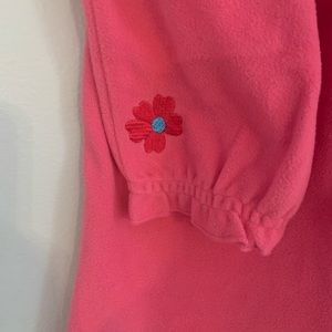 Dark pink , with embroidery flowers,